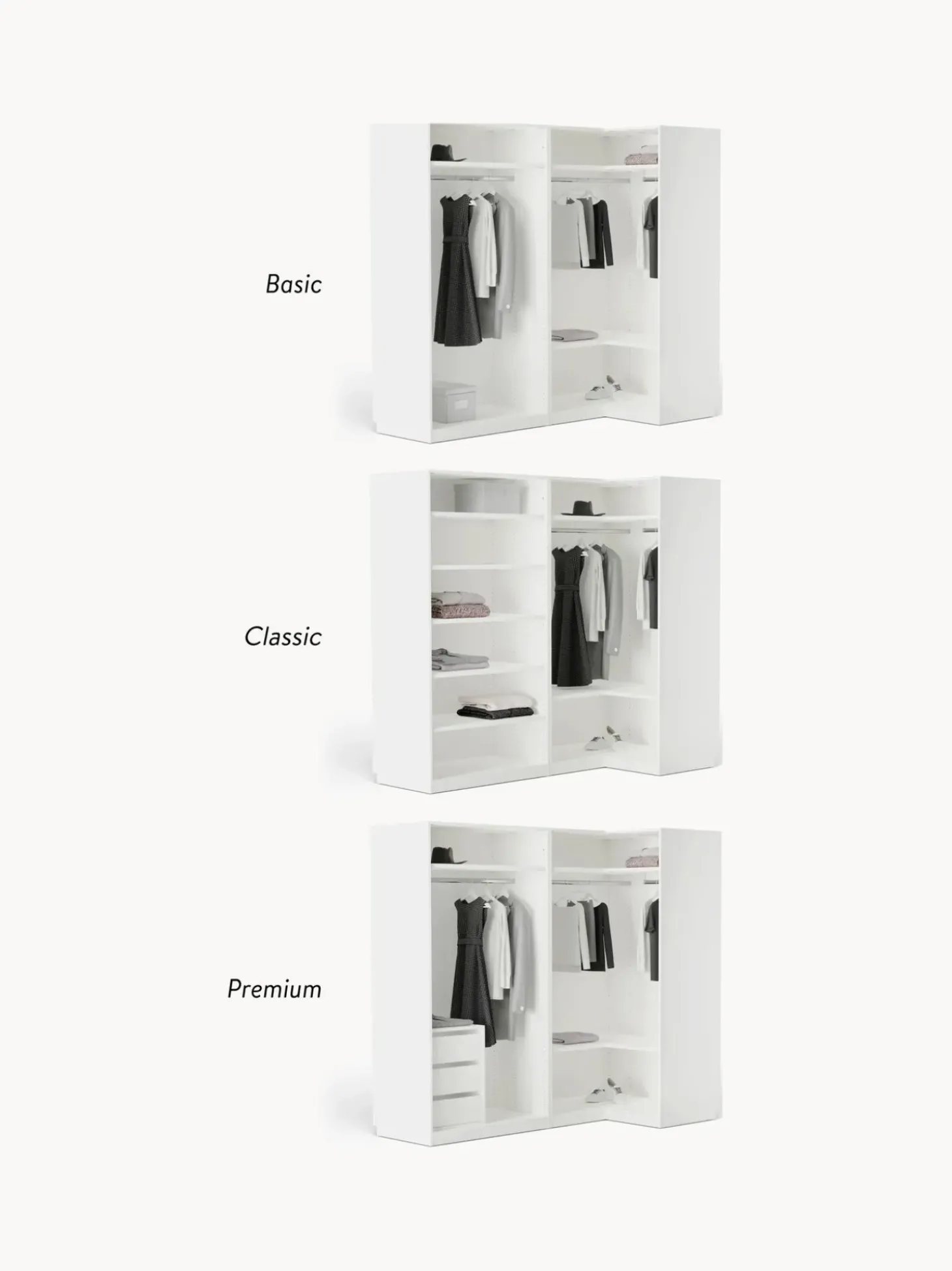 Armadio Angolare Componibile Charlotte, Larg. 215 Cm, Diverse Varianti