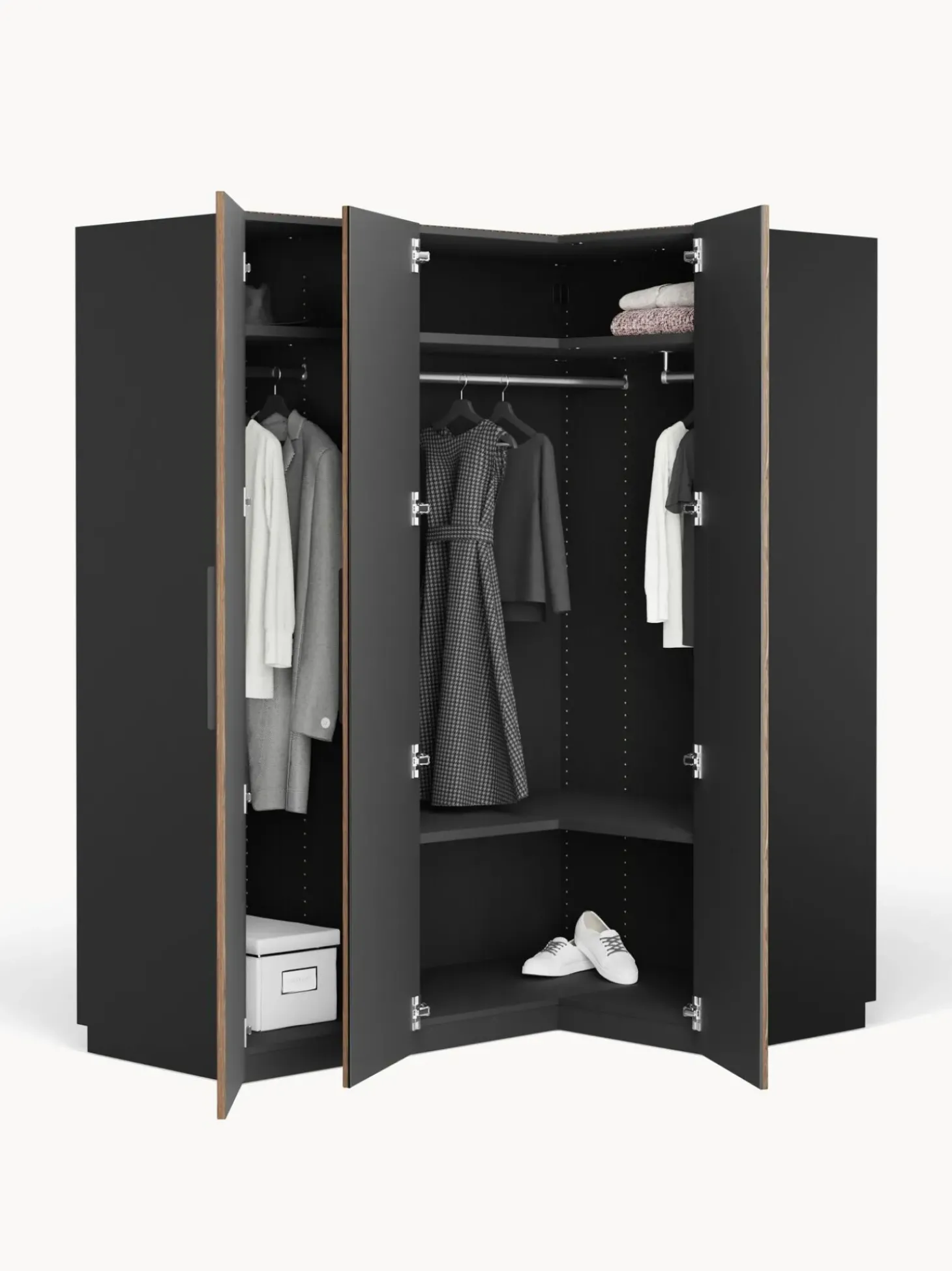 Armadio Angolare Componibile Simone, Larg. 165 Cm, Diverse Varianti