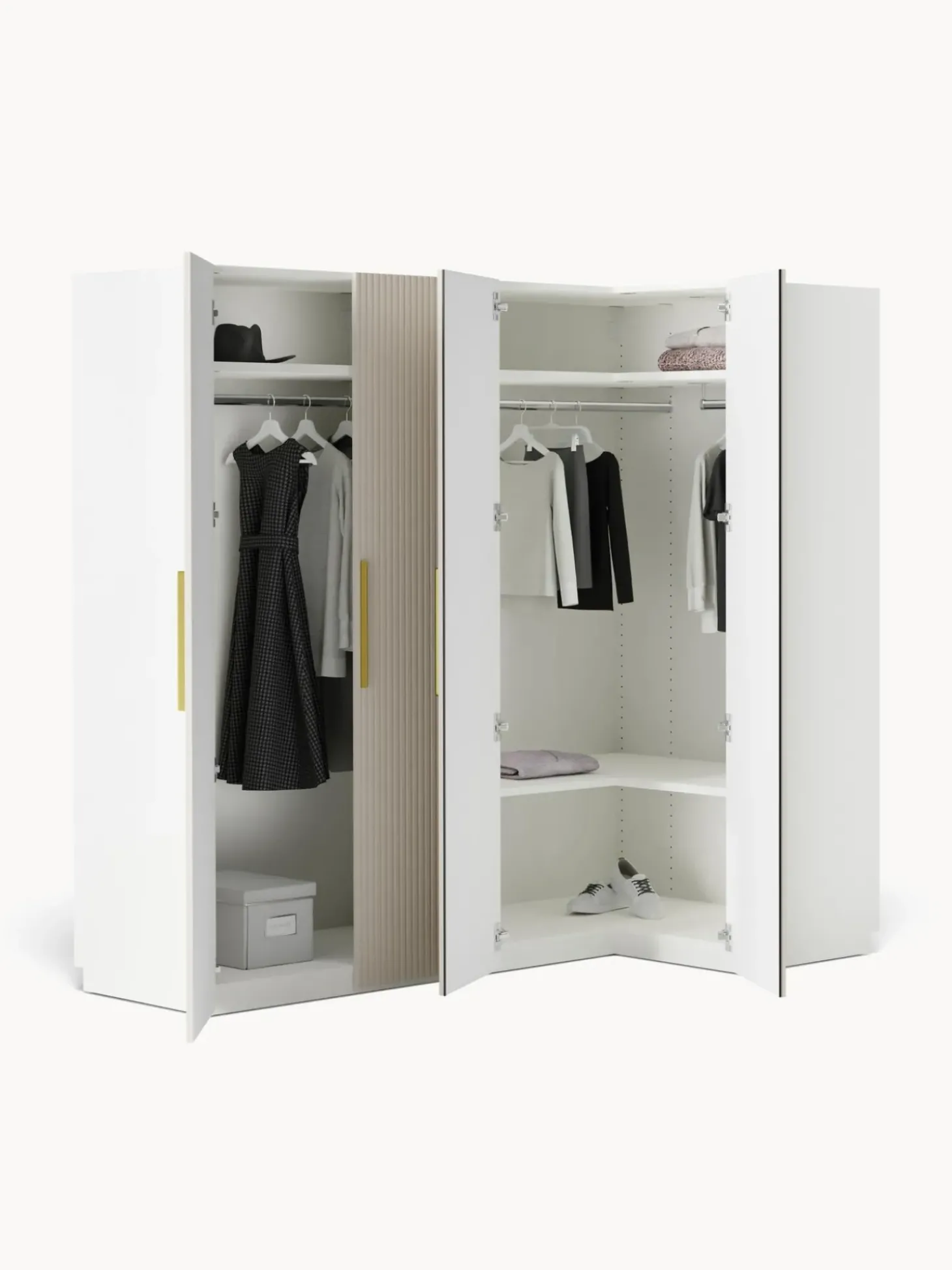 Armadio Angolare Componibile Simone, Larg. 215 Cm, Diverse Varianti