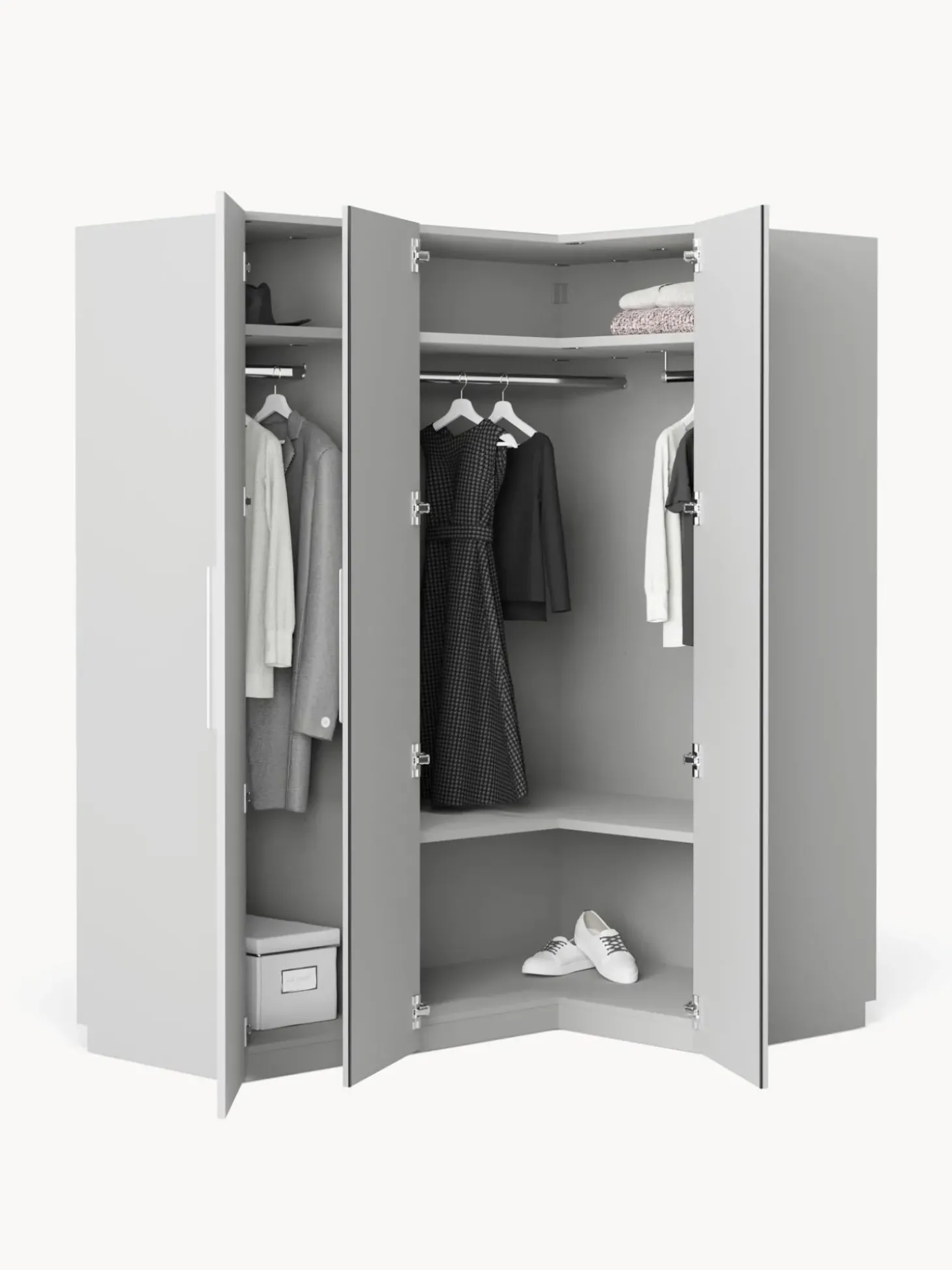 Armadio Angolare Componibile Simone, Larg. 165 Cm, Diverse Varianti