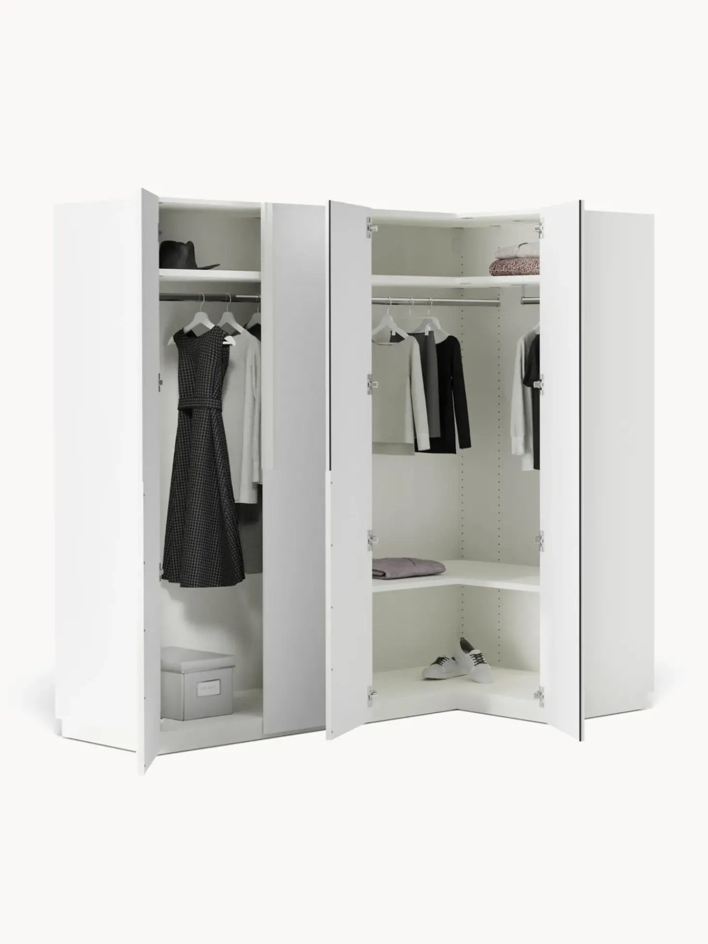 Armadio Angolare Componibile Leon, Larg. 215 Cm, Diverse Varianti