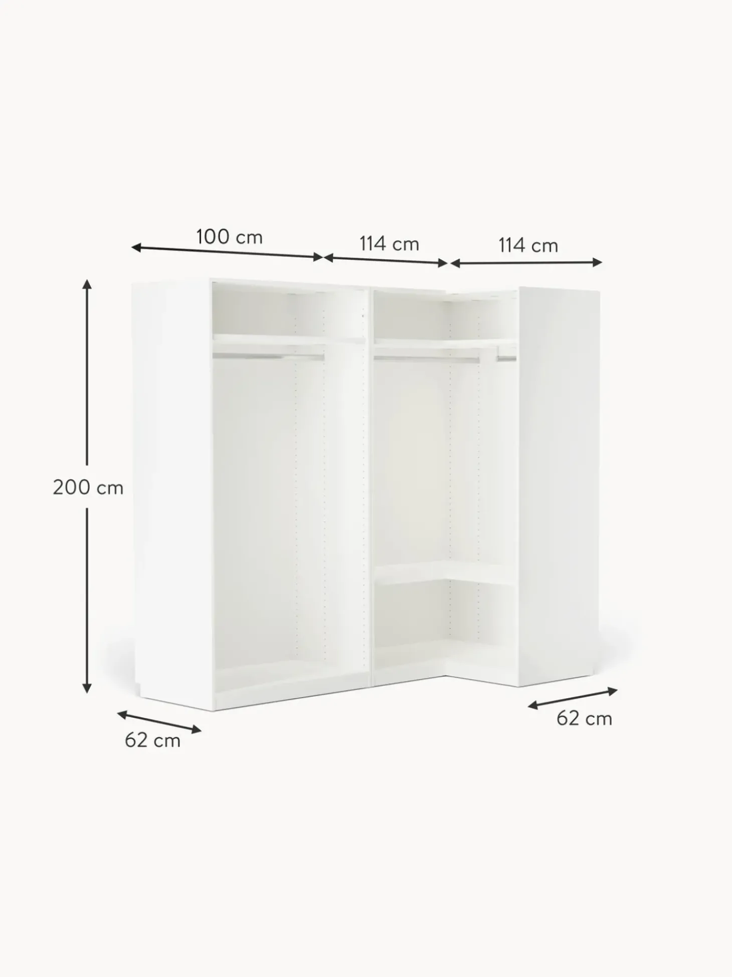 Armadio Angolare Componibile Leon, Larg. 215 Cm, Diverse Varianti