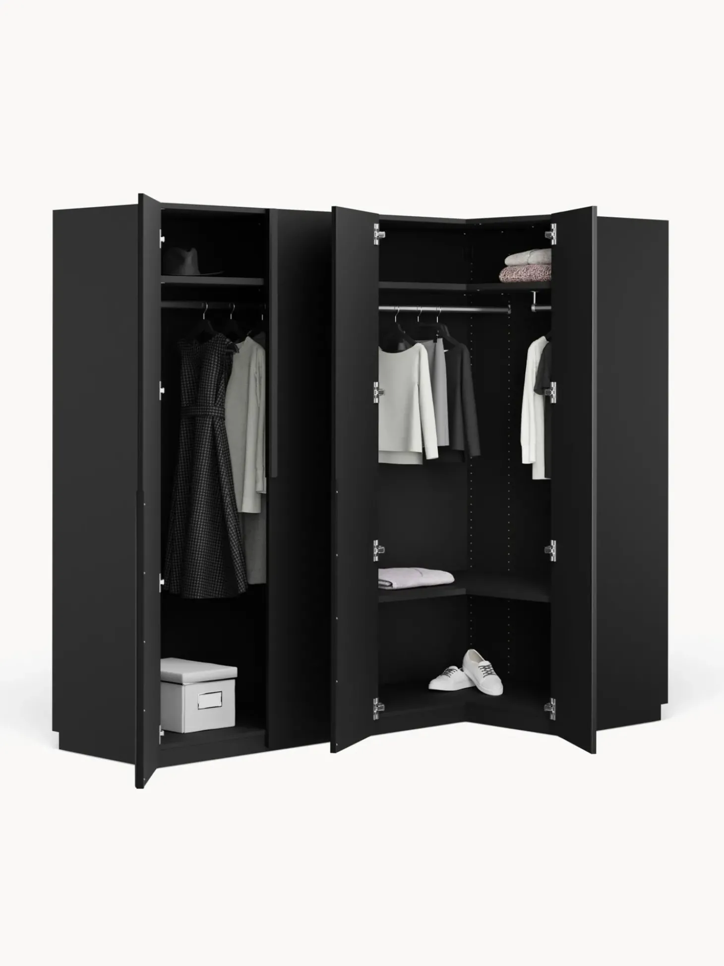 Armadio Angolare Componibile Leon, Larg. 215 Cm, Diverse Varianti