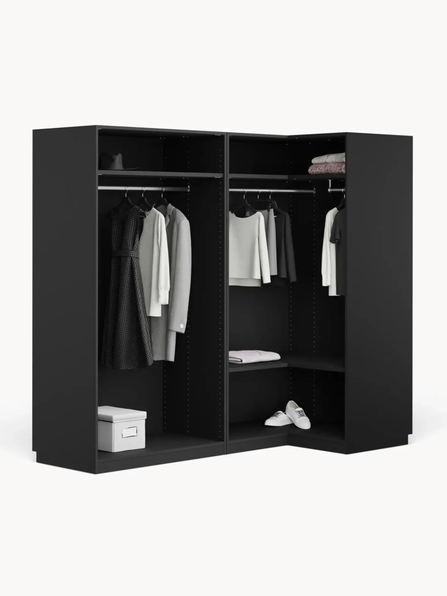 Armadio Angolare Componibile Leon, Larg. 215 Cm, Diverse Varianti