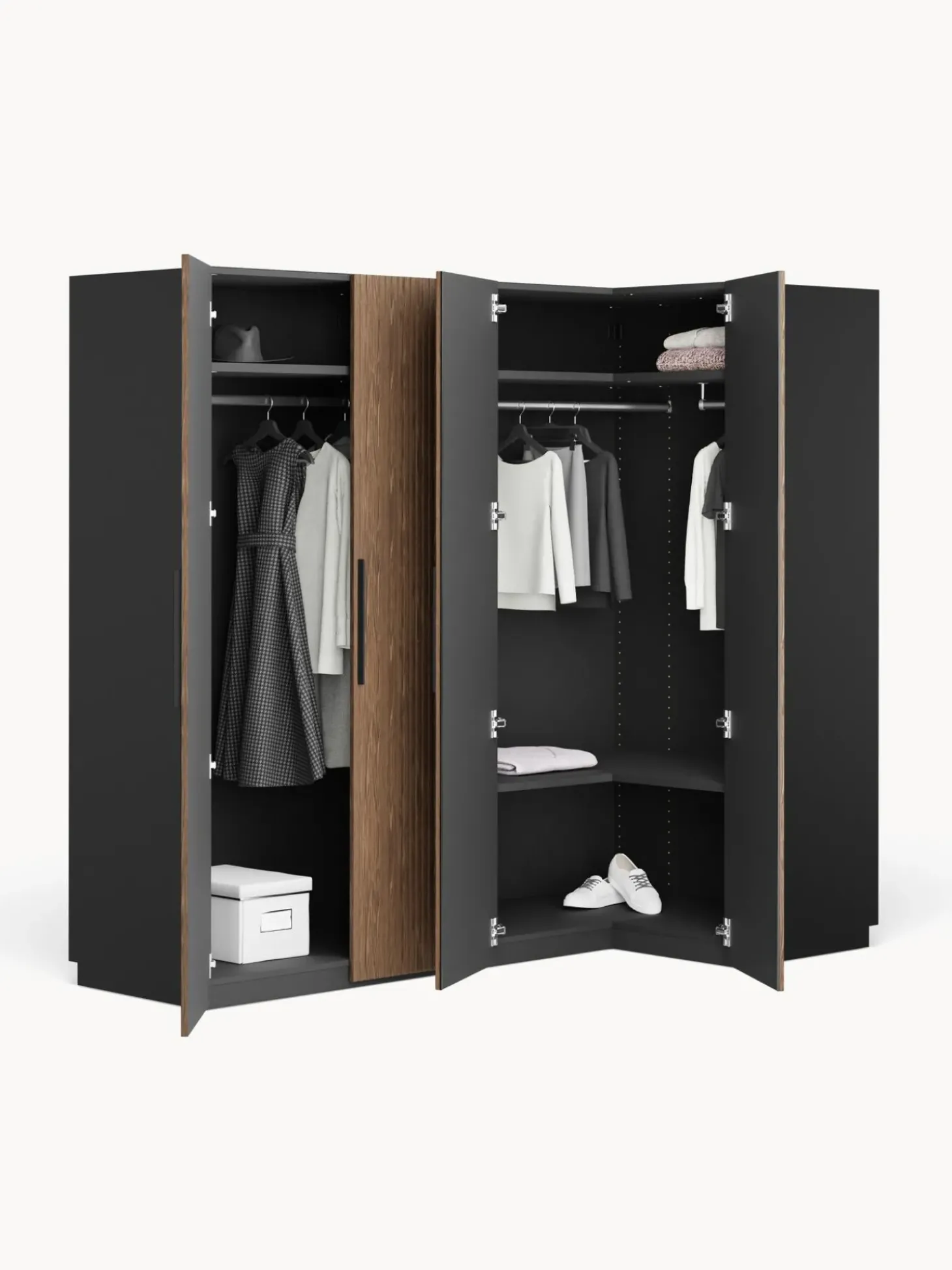 Armadio Angolare Componibile Simone, Larg. 215 Cm, Diverse Varianti