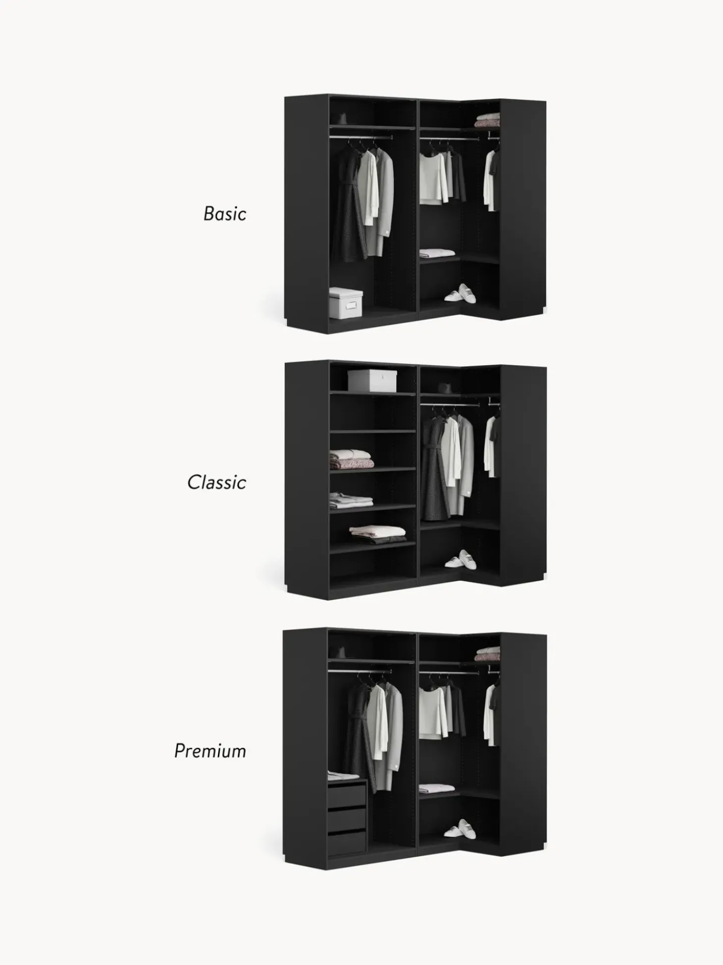 Armadio Angolare Componibile Simone, Larg. 215 Cm, Diverse Varianti