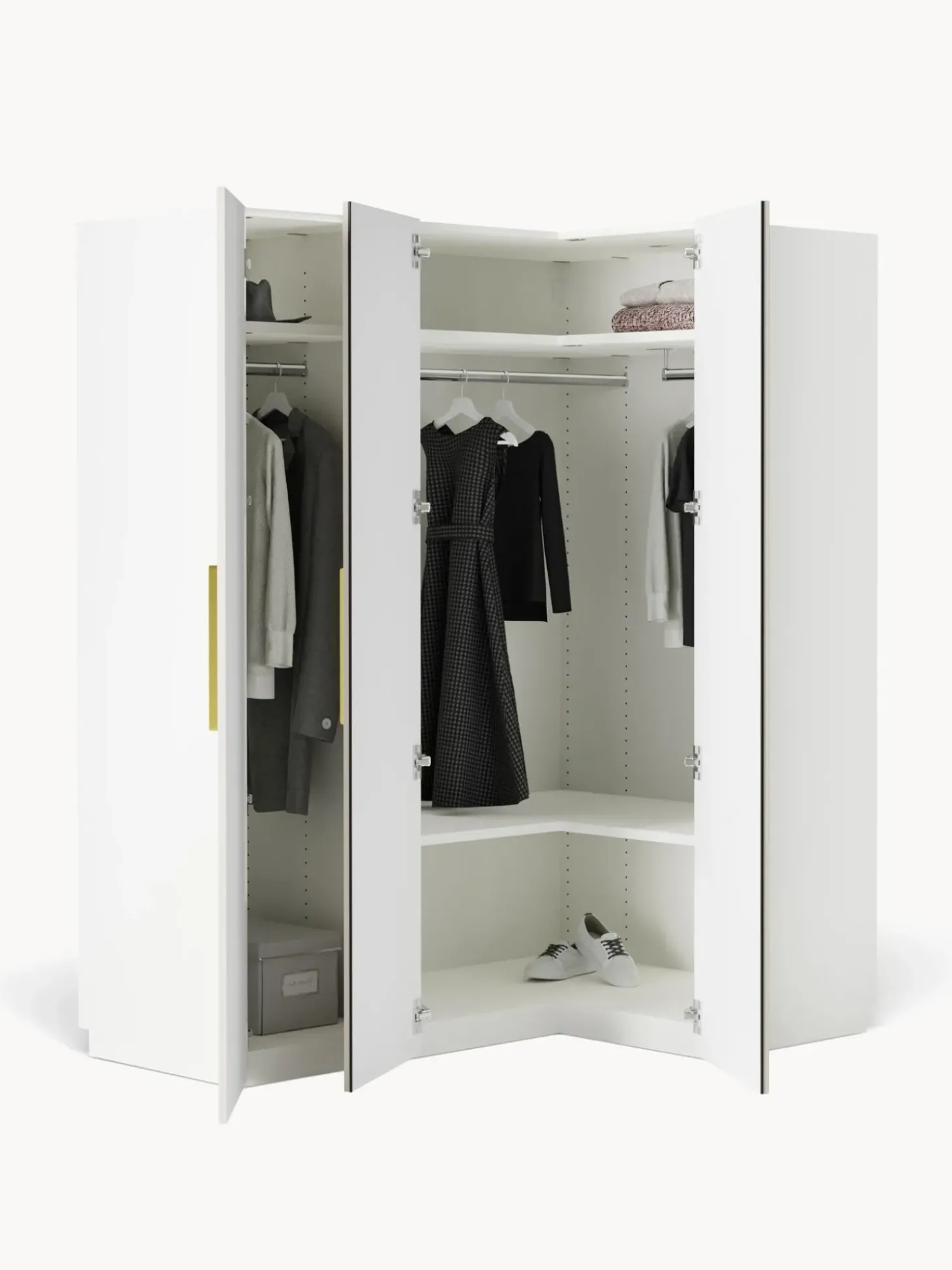 Armadio Angolare Componibile Simone, Larg. 165 Cm, Diverse Varianti