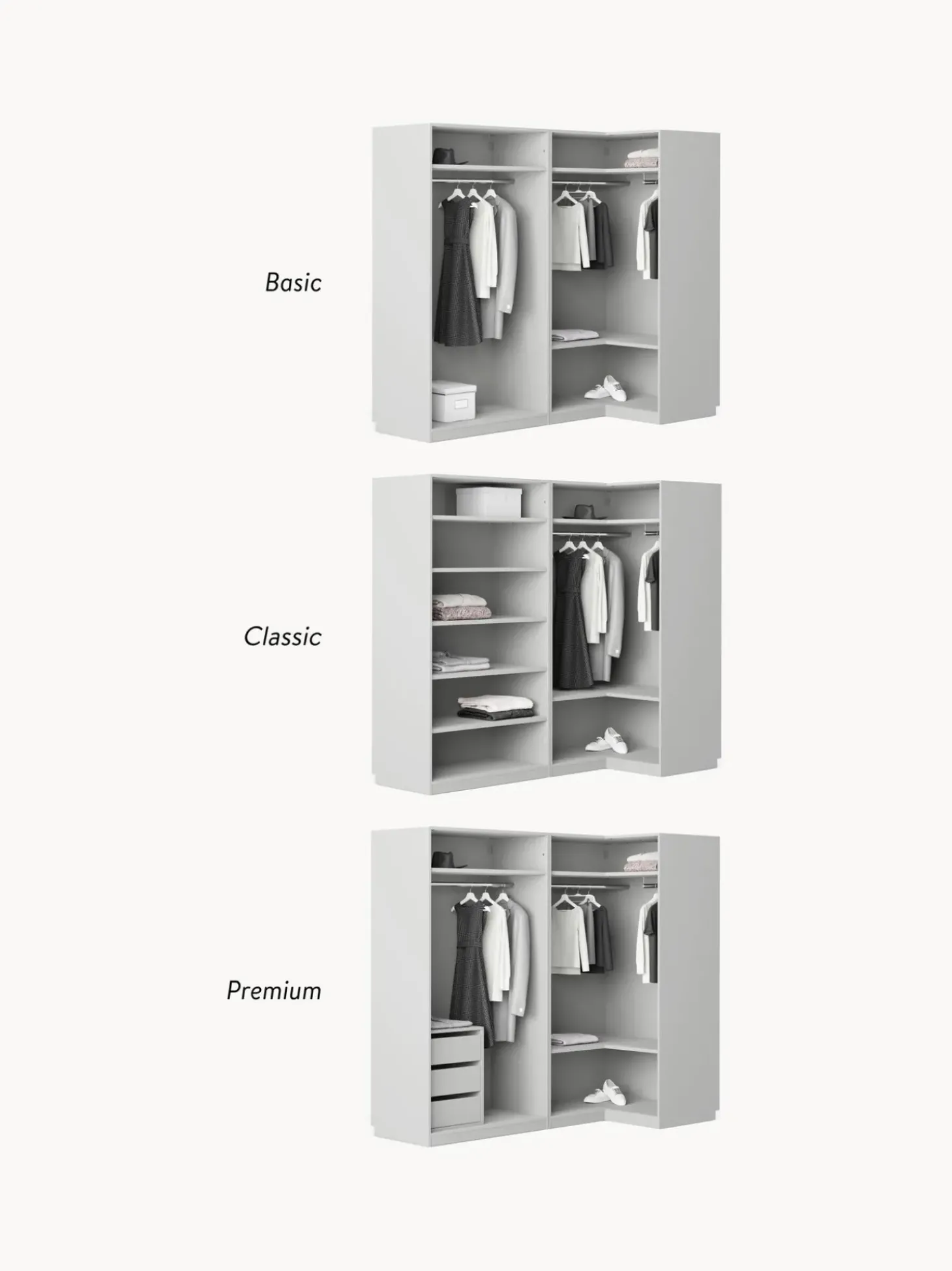 Armadio Angolare Componibile Simone, Larg. 215 Cm, Diverse Varianti