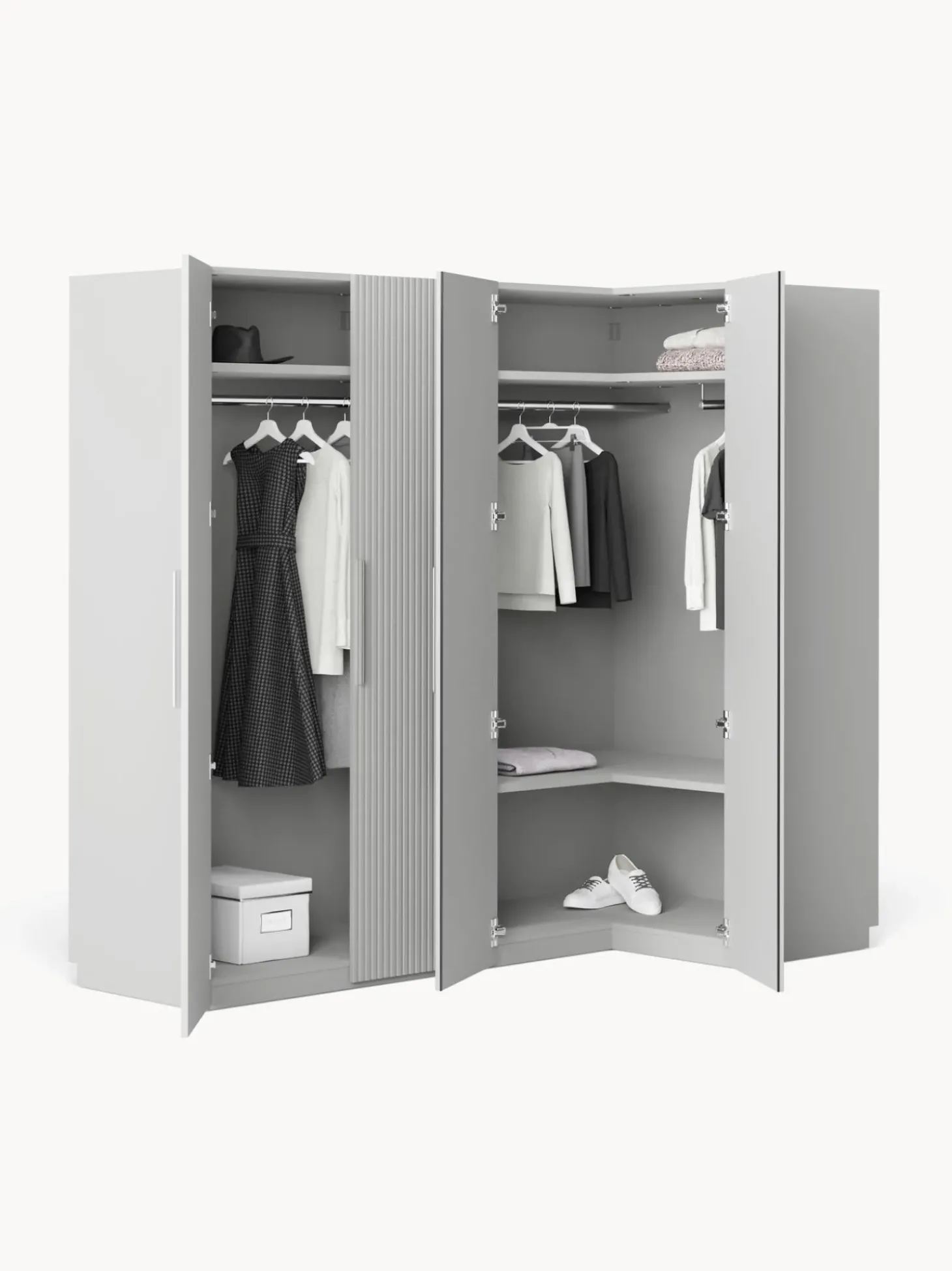 Armadio Angolare Componibile Simone, Larg. 215 Cm, Diverse Varianti