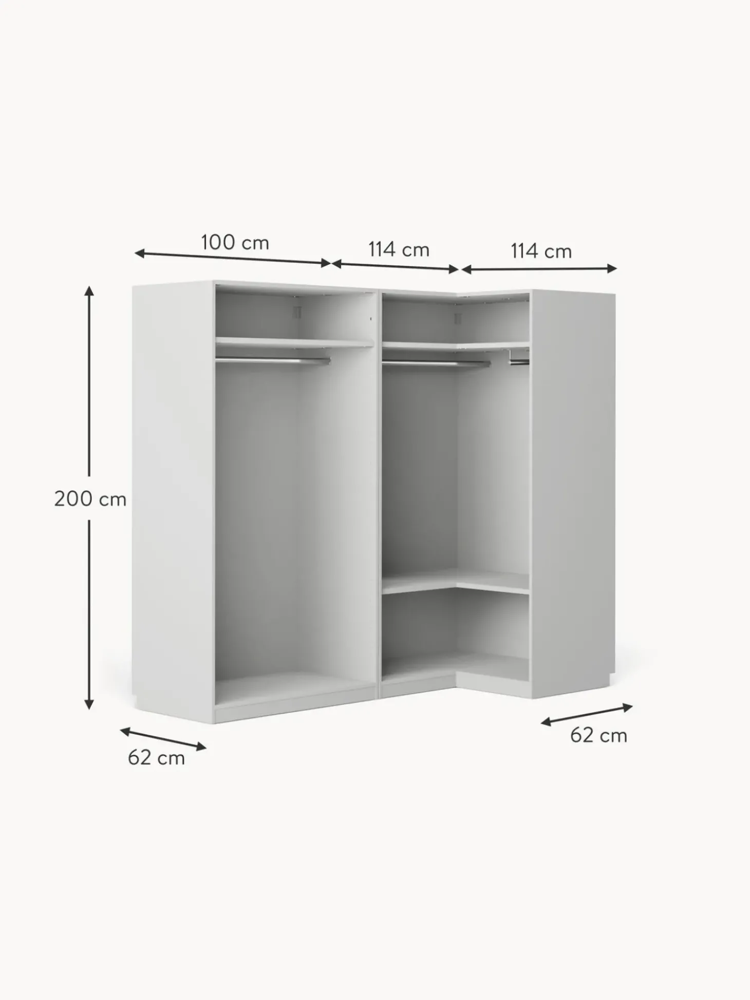 Armadio Angolare Componibile Simone, Larg. 215 Cm, Diverse Varianti