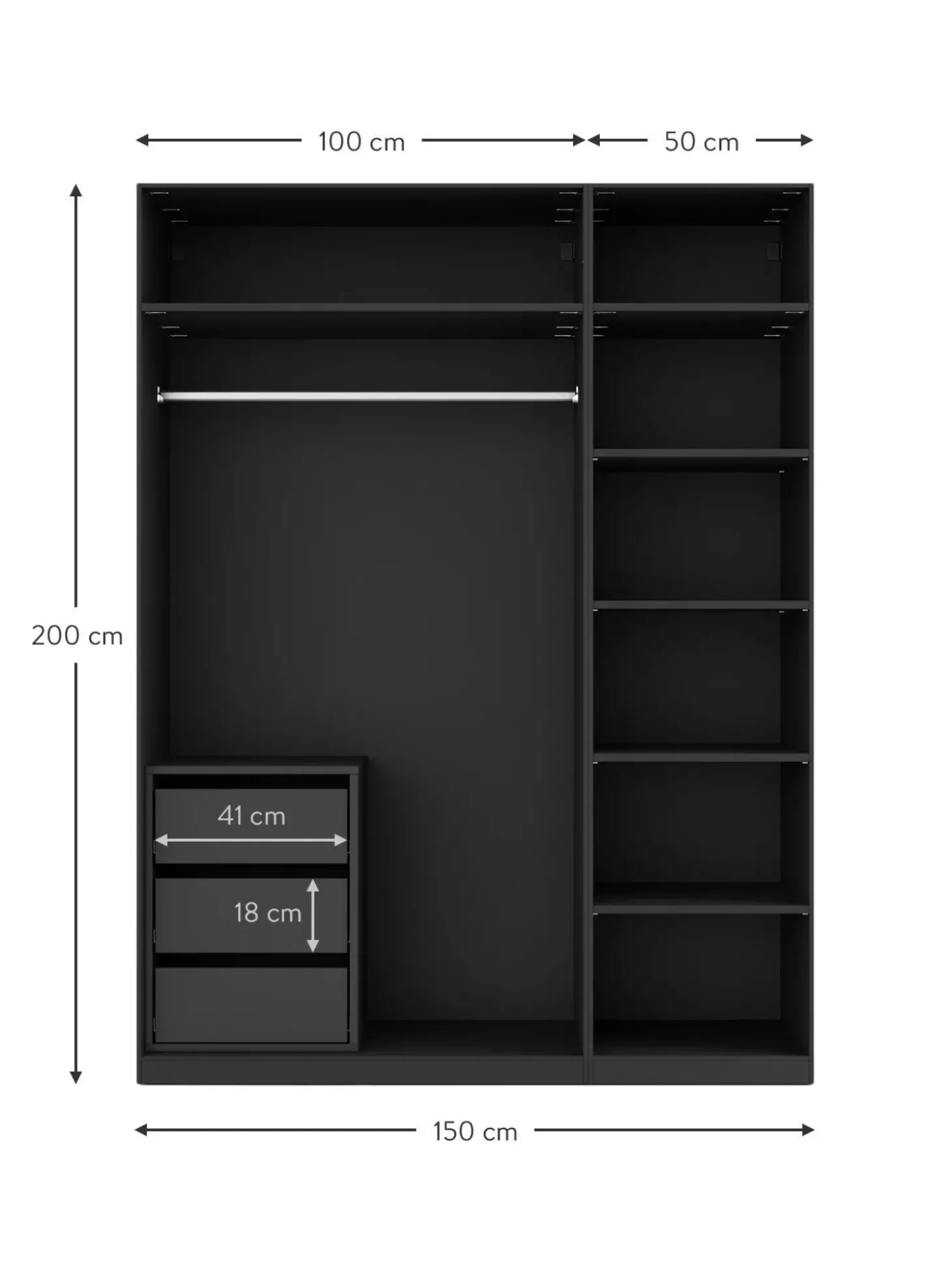 Armadio Componibile Con Ante Battenti Leon, Larg. 150 Cm, In Diverse Varianti