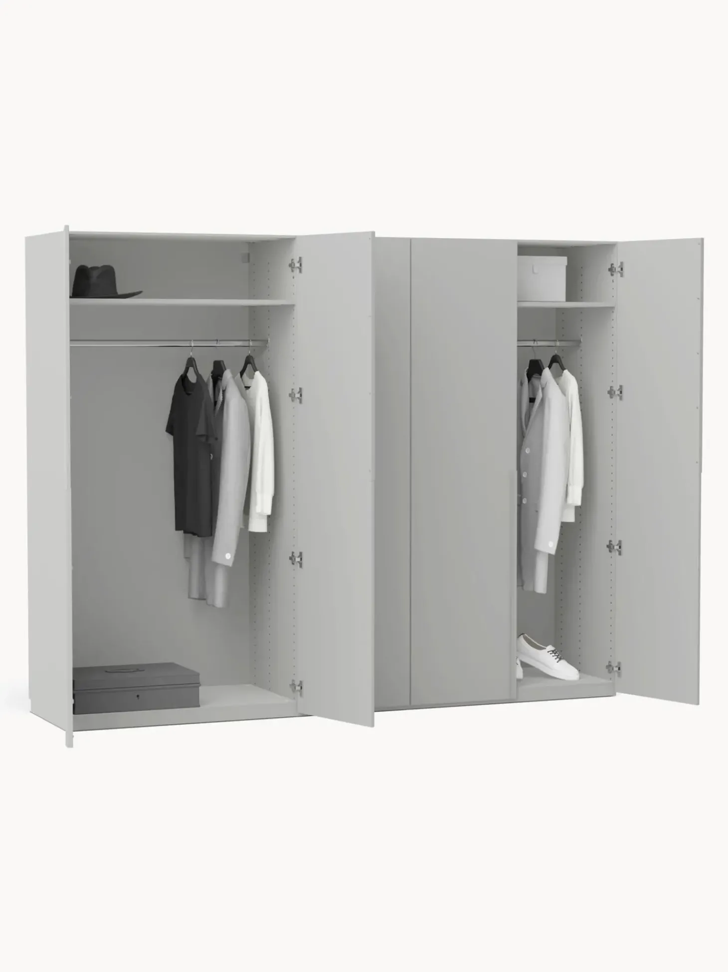 Armadio Componibile Con Ante Battenti Leon, Larg. 250 Cm, In Diverse Varianti