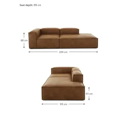 Chaise Longue Componibile In Pelle Riciclata Lennon*Westwing Collection New