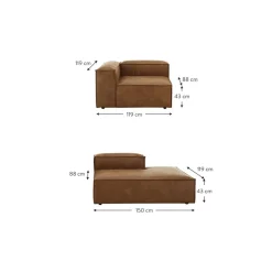 Chaise Longue Componibile In Pelle Riciclata Lennon*Westwing Collection New