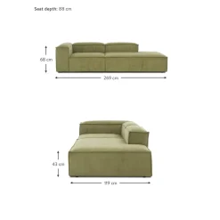 Chaise Longue Componibile In Velluto A Coste Lennon*Westwing Collection New