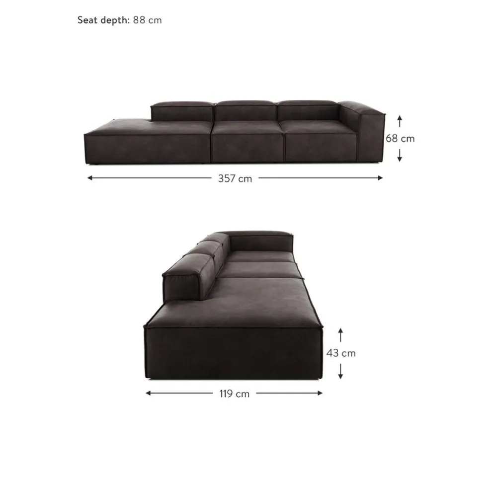 Chaise Longue Xl Componibile In Pelle Riciclata Lennon*Westwing Collection Online