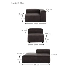 Chaise Longue Xl Componibile In Pelle Riciclata Lennon*Westwing Collection Online