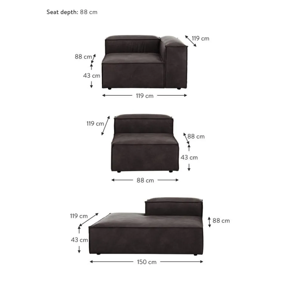 Chaise Longue Xl Componibile In Pelle Riciclata Lennon*Westwing Collection Online
