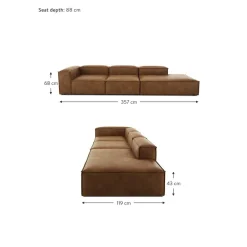 Chaise Longue Xl Componibile In Pelle Riciclata Lennon*Westwing Collection Sale