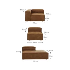 Chaise Longue Xl Componibile In Pelle Riciclata Lennon*Westwing Collection Sale