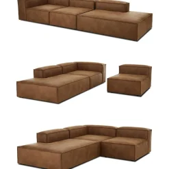 Chaise Longue Xl Componibile In Pelle Riciclata Lennon*Westwing Collection Sale