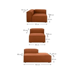 Chaise Longue Xl Componibile Lennon*Westwing Collection Hot