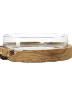 Ciotola Decorativa Fatta A Mano Con Base In Teak Terra, O28 Cm