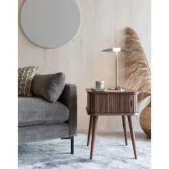 Comodino In Legno Con Anta Scorrevole E Frontale Scanalato Barbier*Zuiver New