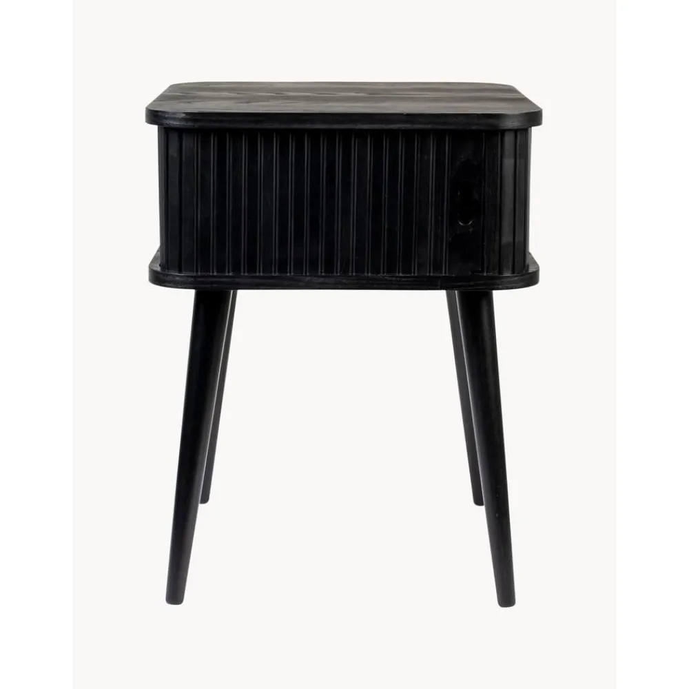 Comodino In Legno Con Anta Scorrevole E Frontale Scanalato Barbier*Zuiver New