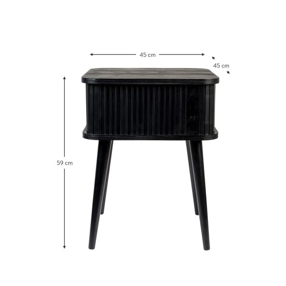 Comodino In Legno Con Anta Scorrevole E Frontale Scanalato Barbier*Zuiver New