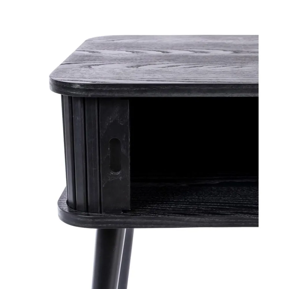 Comodino In Legno Con Anta Scorrevole E Frontale Scanalato Barbier*Zuiver New