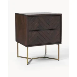 Comodino In Legno Di Mango Massiccio Con Cassetti Luca*Westwing Collection Outlet