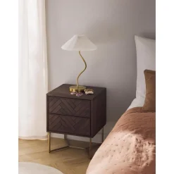 Comodino In Legno Di Mango Massiccio Con Cassetti Luca*Westwing Collection Outlet