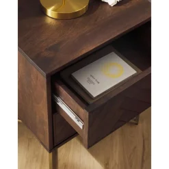 Comodino In Legno Di Mango Massiccio Con Cassetti Luca*Westwing Collection Outlet