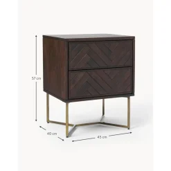 Comodino In Legno Di Mango Massiccio Con Cassetti Luca*Westwing Collection Outlet