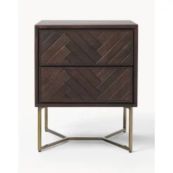 Comodino In Legno Di Mango Massiccio Con Cassetti Luca*Westwing Collection Outlet