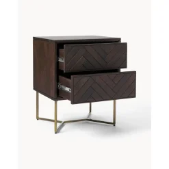 Comodino In Legno Di Mango Massiccio Con Cassetti Luca*Westwing Collection Outlet