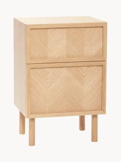 Comodino In Legno Di Quercia Con Motivo Spina Di Pesce Herringbone