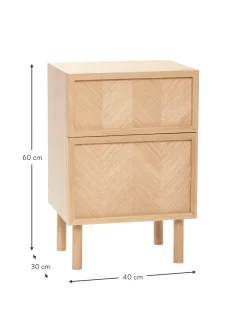 Comodino In Legno Di Quercia Con Motivo Spina Di Pesce Herringbone