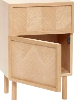 Comodino In Legno Di Quercia Con Motivo Spina Di Pesce Herringbone