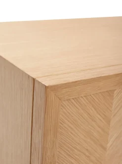 Comodino In Legno Di Quercia Con Motivo Spina Di Pesce Herringbone