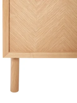 Comodino In Legno Di Quercia Con Motivo Spina Di Pesce Herringbone