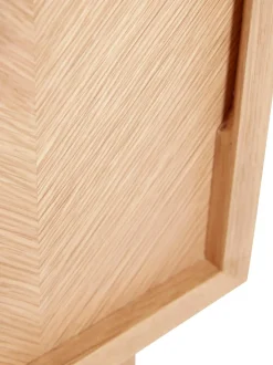 Comodino In Legno Di Quercia Con Motivo Spina Di Pesce Herringbone