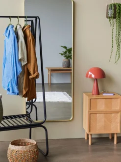 Comodino In Legno Di Quercia Con Motivo Spina Di Pesce Herringbone