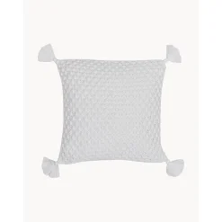 Copricuscino A Maglia Bianca Con Nappe Astrid*Westwing Collection Fashion