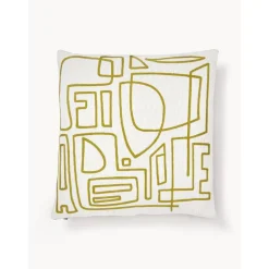 Copricuscino In Cotone Ricamato Con Decori Astratti Maree*Westwing Collection Clearance