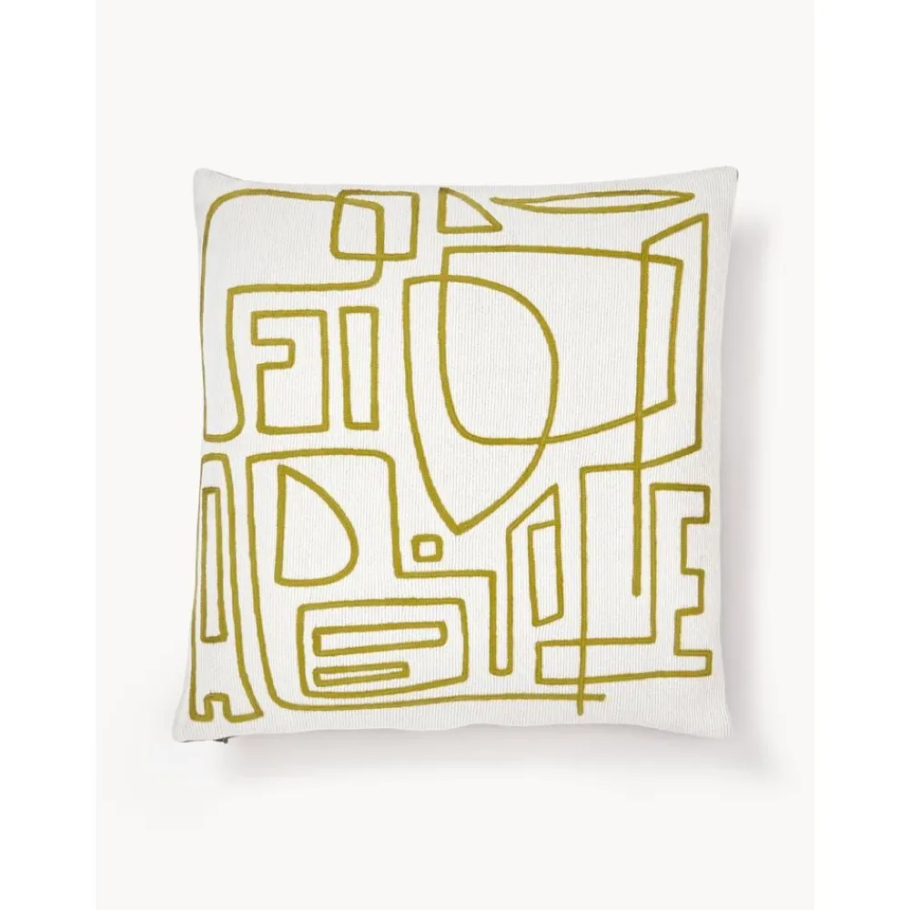 Copricuscino In Cotone Ricamato Con Decori Astratti Maree*Westwing Collection Clearance