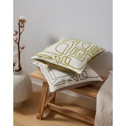 Copricuscino In Cotone Ricamato Con Decori Astratti Maree*Westwing Collection Clearance