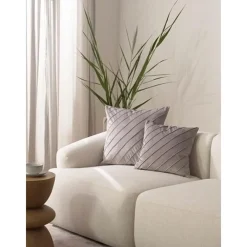 Copricuscino In Velluto Grigio Chiaro Con Motivo Strutturato Leyla*Westwing Collection Fashion