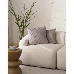 Copricuscino In Velluto Grigio Chiaro Con Motivo Strutturato Leyla*Westwing Collection Fashion